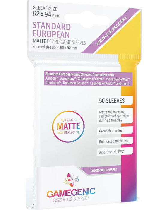 gamegenic european sleeves 50pcs - 62x94mm matt