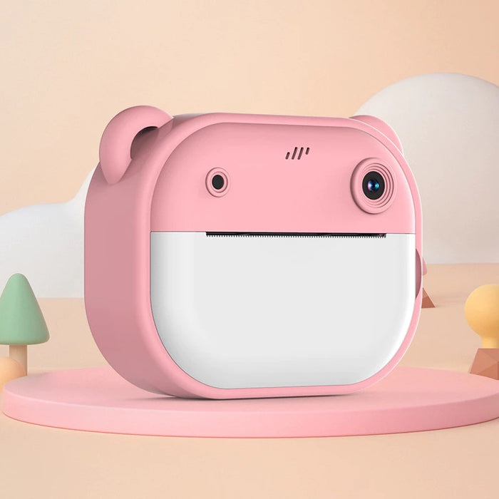 pink mini camera with instant print