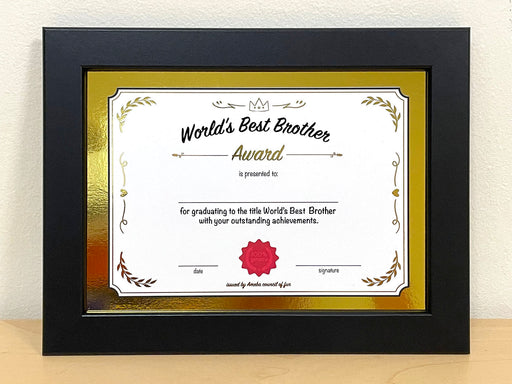 world's best brother certificate