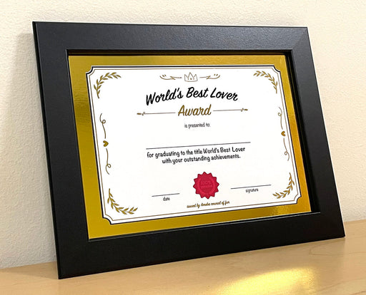 world's best lover certificate