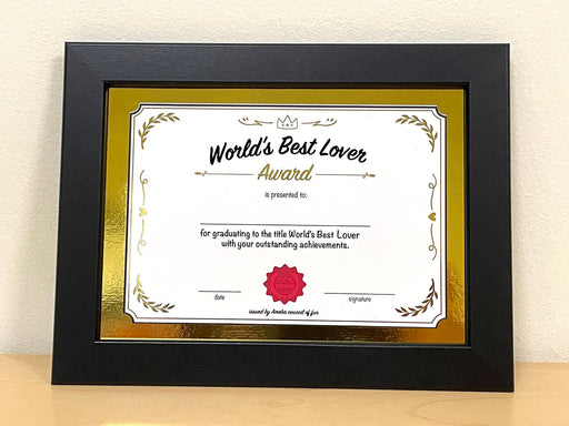 world's best lover certificate