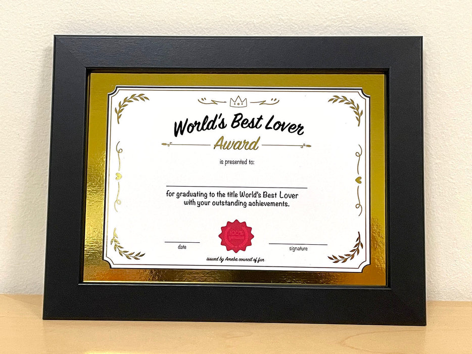 world's best lover certificate