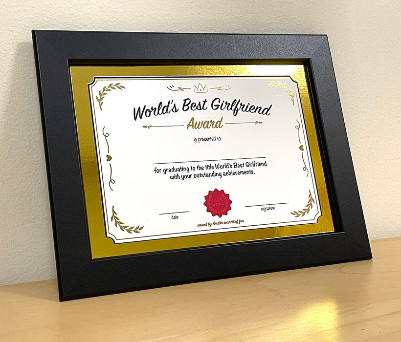 world's best girlfriend certificate